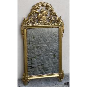 Louis XVI Style Carved And Gilded Wooden Mirror