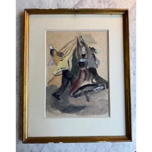 Jean Toth - Folkloric Dance - 20th Century Gouache