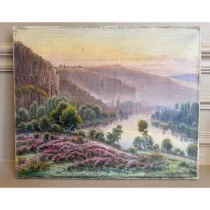 Gaston Anglade (1854-1929) - Heather Landscape - Oil On Canvas