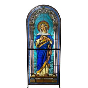 Stained Glass Window Of The Holy Heart Of Mary