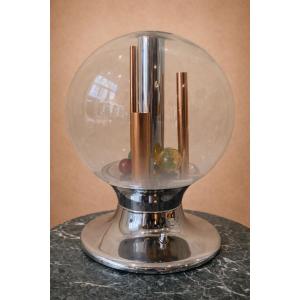 Glass And Chrome Desk Lamp By Selenova, Italy, 1970