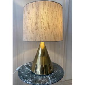 Italian Table Lamp - 1970 - Brass & Linen