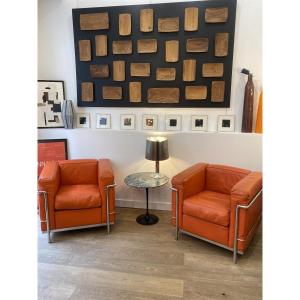 Pair Of Lc2 Le Corbusier Armchairs By Cassina