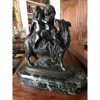 Paire de putti chevauchant une chèvre F.F. ROUBAUD
