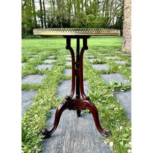 Tripod Pedestal Table In Mahogany And Mahogany Veneer, Brass Gallery