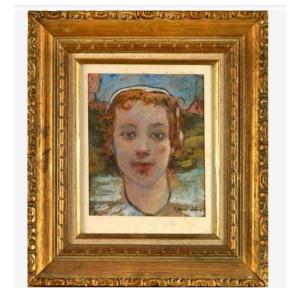 Portrait Of A Young Breton Woman In Pastel