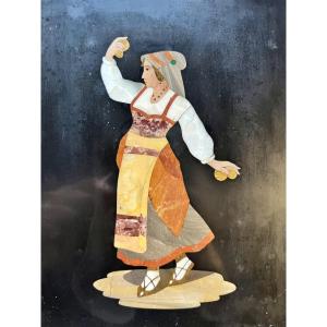 Pair Of Hard Stone Marquetry Paintings. Florentine Work, Circa 1880