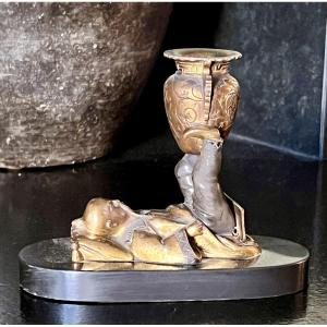 Orientalist Bronze Candlestick – 19th Century