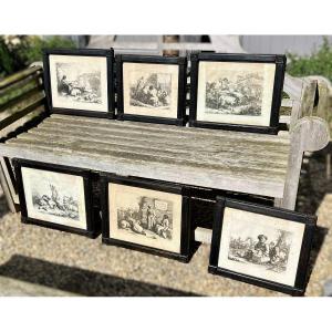 Set Of 6 Antique Black-stained Wooden Frames - Late 19th Century