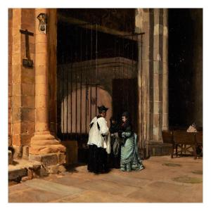 Mélida Y Alinari Enrique (1838 - 1892) Interior Of A Church Oil On Panel