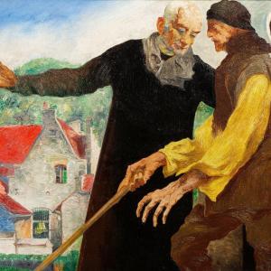 The Blind Man, Oil On Canvas By Maurice Langaskens