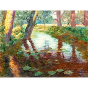 Paul-édouard Crébassa (1864-1912) - River With Water Lillies
