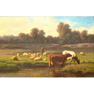 Grazing Cattle By Louis Robbe (certified)