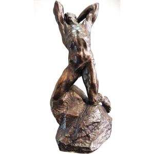 Extreme Effort - Powerful Bronze Sculpture By Alfredo Pina (1883-1966)