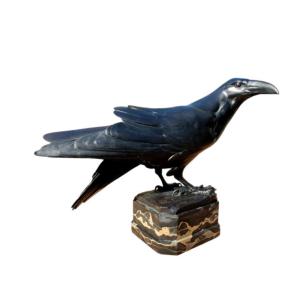 Raven With Prey - Bronze By Ludwig Vordermayer (1868-1933), Fonte Noack Friedenau, 1909