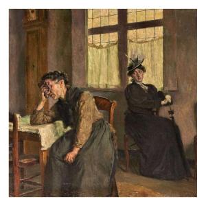 Van Aken Leo (1857-1904)+original Oil On Canvas, Mater Dolorosa