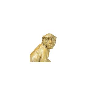 Yellow Marble Monkey Statue