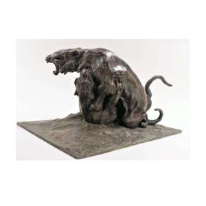 Guido Righetti - (1875-1958), Bronze+ Fighting Tigers N°1