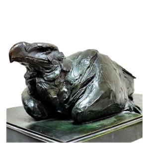 Bronze Lying Bird Of Prey +by Albéric Collin (1886-1962)