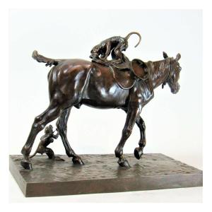 Vimar Auguste (1851-1916)+bronze, Bohemian Horse And Monkeys