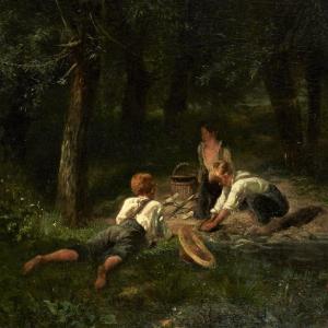 Childeren Playing In A Forest  By A. Servin