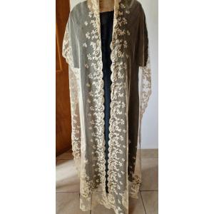 Wedding Stole In Application Lace From England - XIXth -