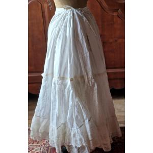 Wedding Petticoat - Circa 1890/1900 - Lace - Ribbon - White