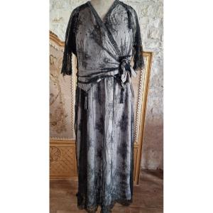 Antique Chantilly Lace Dress - Circa 1920/1922 - Black