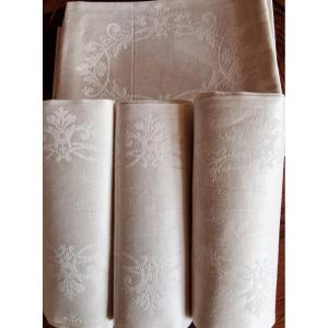 Set Of Twelve Table Napkins - Ecru Colour - Late 19th Century