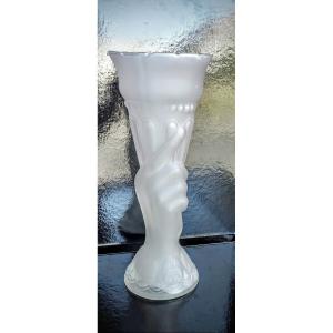 Pressed Molded Glass Vase,, Early 20th Century 