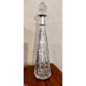 Cut Crystal Decanter And Silver Neck 