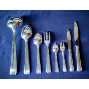 Apollo 74-piece Silver-plated Flatware Set, Art Deco Style