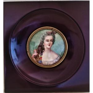 19th-century Miniature On Ivory   Portrait Of Mme  De Pompadour 