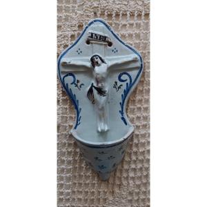 18th Century Earthenware Holy Water Font From Lunéville