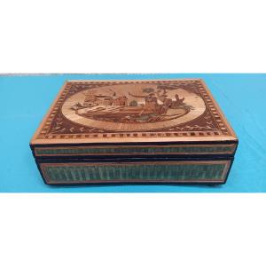 19th Century Straw Marquetry Sewing Box