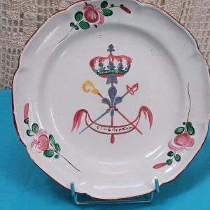 Revolutionary Earthenware Plate From Islettes - Late 18th Century