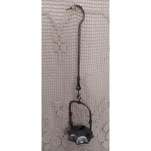 Wrought Iron Miner's Oil Lamp - Late 18th Or 19th Century