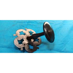 Wrought Iron Door Knob And Rosette - 18th Century