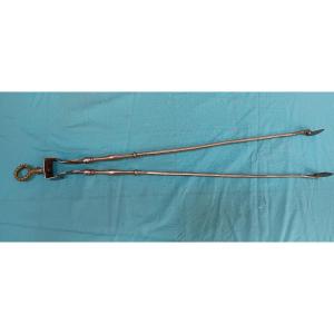 Wrought Iron Fire Tongs - 19th Century