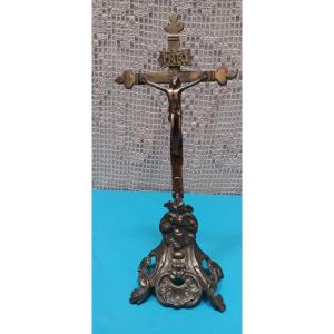 Bronze Church/altar Crucifix - 18th Century