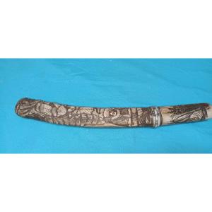 Wakizashi - Japanese Carved Bone Sword - 19th Century