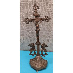 Bronze Crucifix From Lorraine - 18th Century