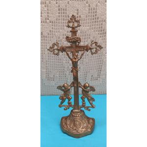 Bronze Crucifix From Lorraine - 18th Century