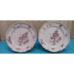 Pair Of Manganese Plates From Lunéville, 18th Century