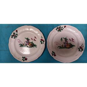 Pair Of Plates With Chinese Motifs From Islettes - Late 18th, Early 19th Century