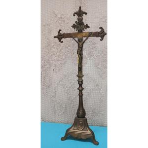 Bronze Church/altar Crucifix - 19th Century