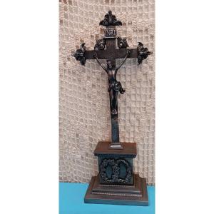 Iron And Cast Iron Crucifix - 19th Century