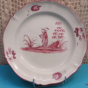 Plate With Chinese Style From Middle Ages (lorraine) - Late 18th Century