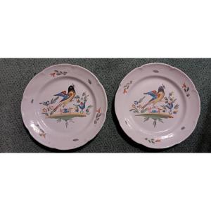 Pair Of Lunéville Plates With A Bird Motif - Late 18th, Early 19th Century