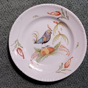 Plate Of Rambervillers (vosges) With Rooster - Late 18th Century